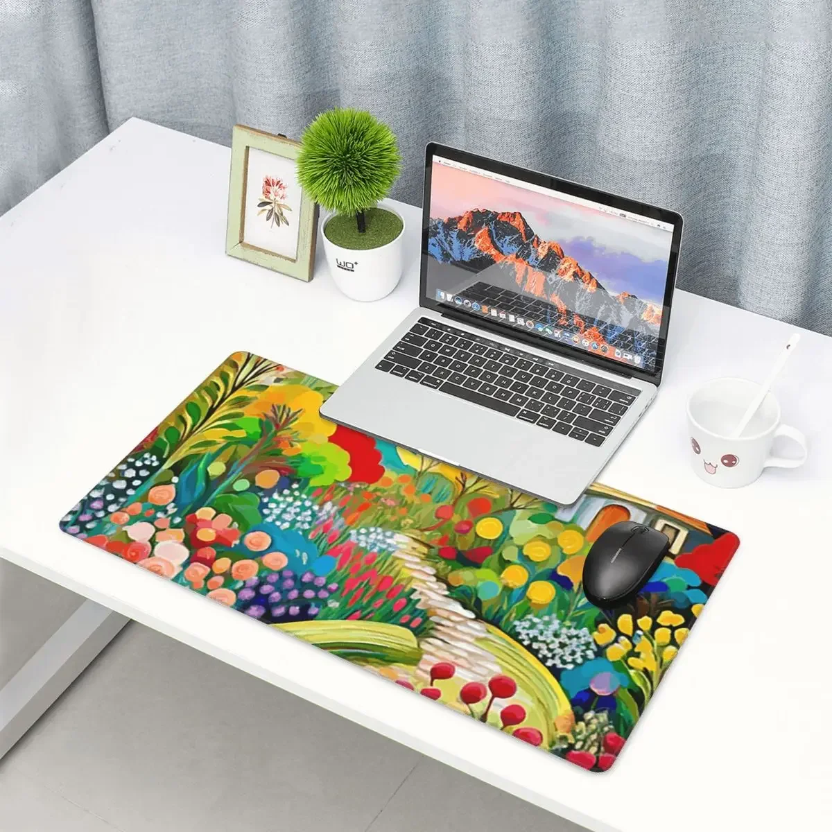 Large Mouse Pad Gustav Klimt Flower Garden With Cottage Gamer PC Laptop Mats KeyboardComputer Gaming Office Accessories Desk Mat