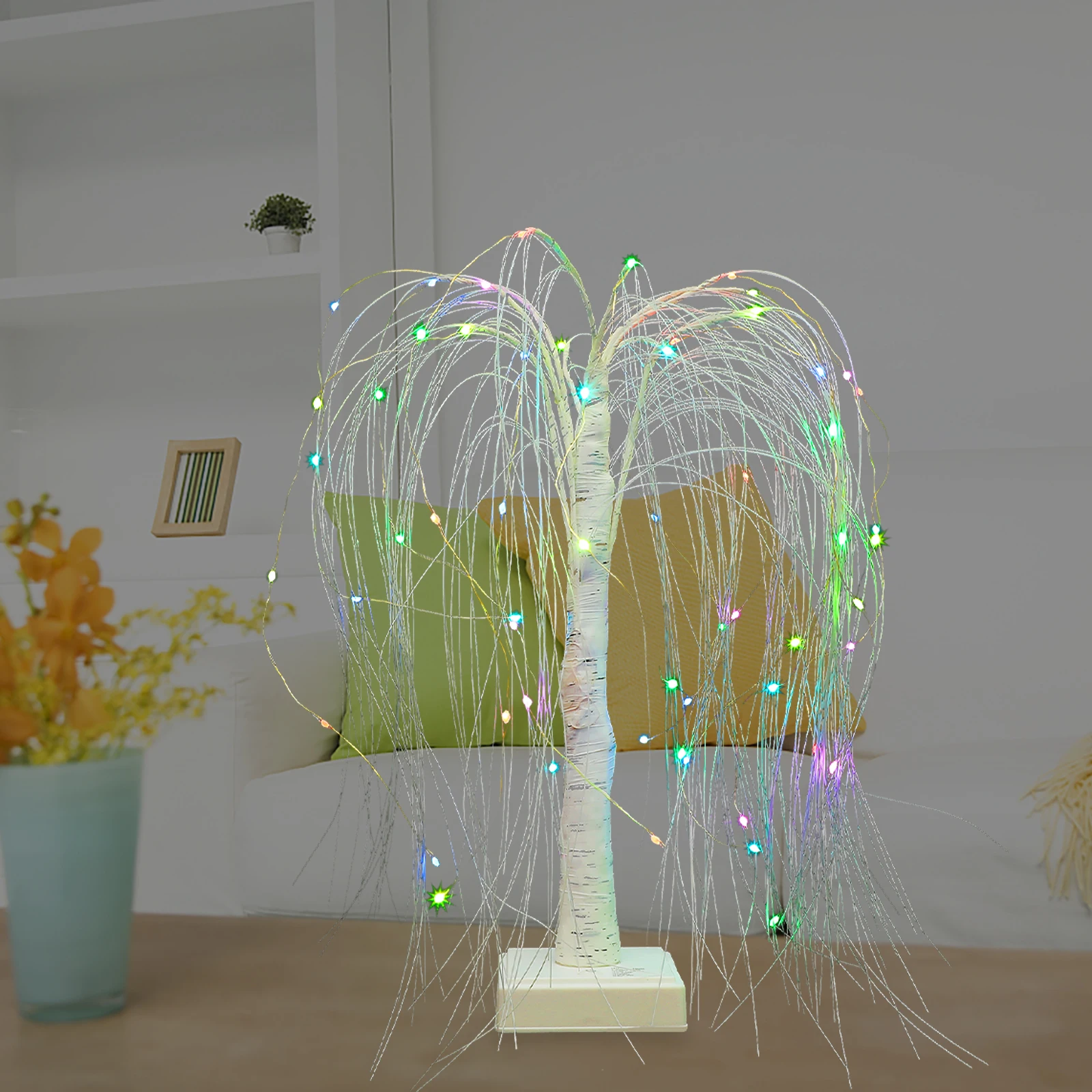 

1Set Lighted Willow Tree Lamp Warm Glow Table Desktop Ornament for Party Bedroom Night Scenes Decoration Willow Tree Lamp