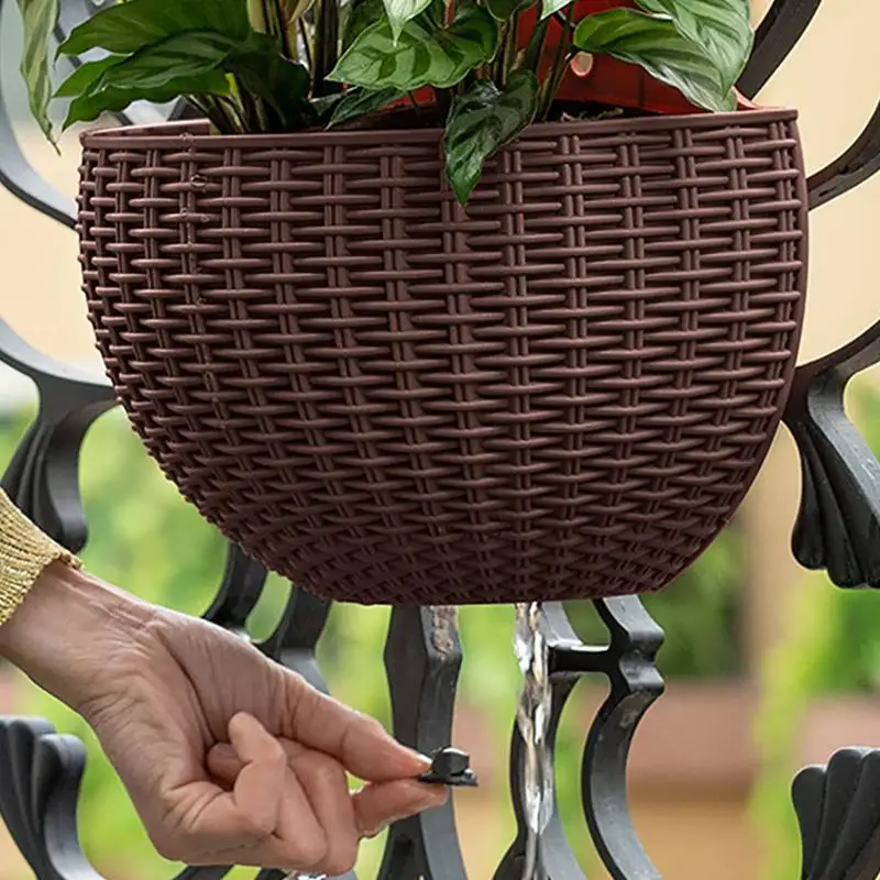 Semi-circular Flower Pot Wall-mounted No-punching Flower Basket Garden Planter Bucket Hanging Basket Flowerpot For Home Decor