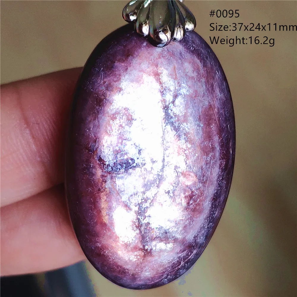 Natural Purple Lepidolite Quartz Mica Pendant Flash Beads Woman Men Oval Red Tourmaline Fashion Beads Jewelry AAAAAA