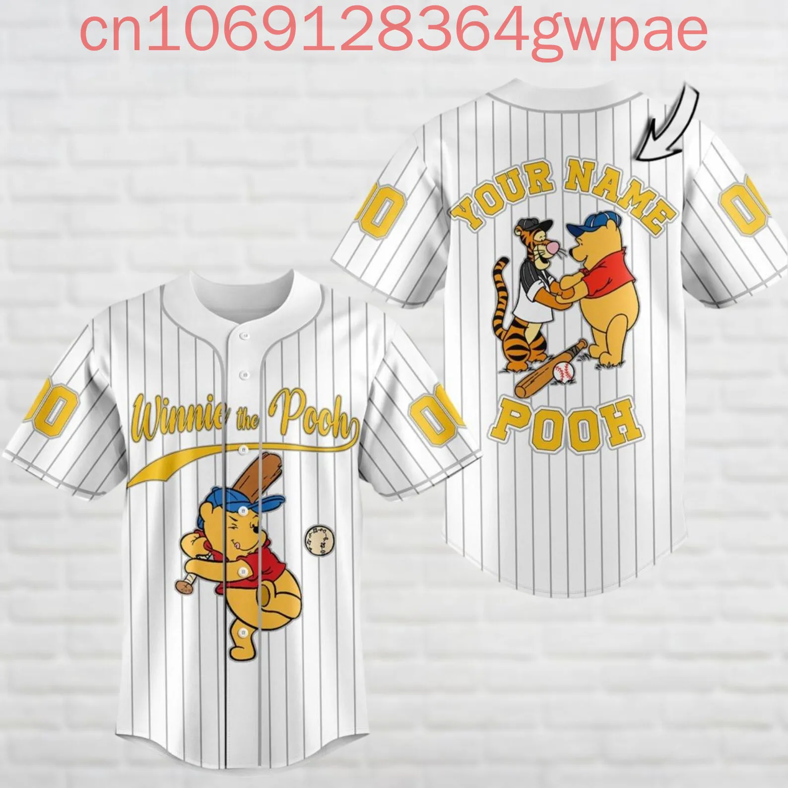 ديزني ويني ذا بوه تيجر البيسبول جيرسي قمصان الرجال النساء قميص الصيف عارضة قصيرة الأكمام الاطفال البيسبول قميص