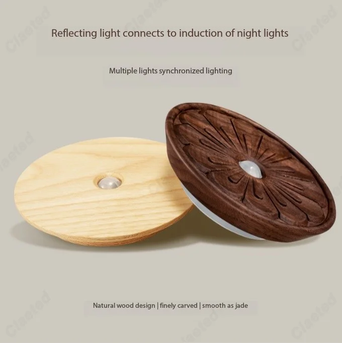 Gekoppelde inductielamp van het menselijk lichaam Massief houten wandlamp Magnetisch opladen Nachtlampje Gang Trap Slaapkamerverlichting