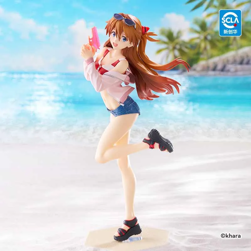 Gsc original pop up desfile praia rainha anime figura asuka shikinami langley l tamanho figura de ação brinquedos para meninos/meninas presente