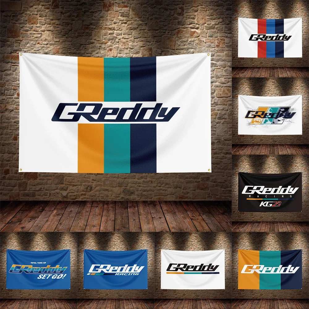 3x5 Ft Greddys Flag Polyester Printed Cars Banner Flags for Garage Decor