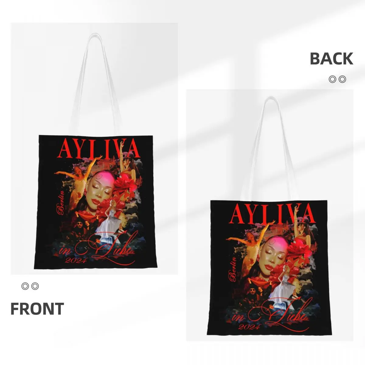 Custom Reusable Ayliva But She Shopping Bag Women Shoulder Canvas Tote Bag Durable Music Singer Grocery Shopper Bags