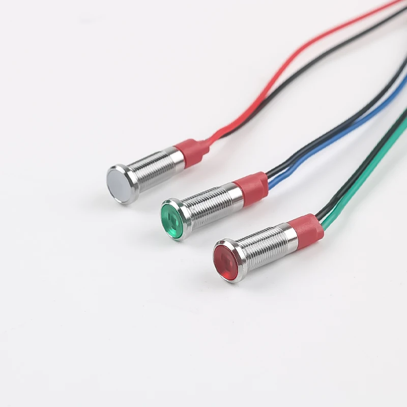 6MM Metal Gösterge Lambası Su Geçirmez Yüksek Parlaklıkta Led Güç Sinyali 3V6V12V24V110V220V Kırmızı Yeşil Sarı Mavi Beyaz