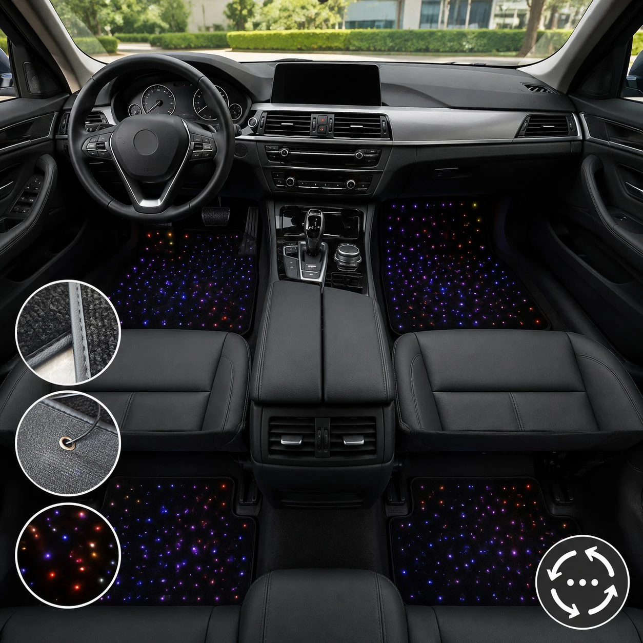 Universal Size App Control Starlight Car Mat Set Fiber Optic Starlight Car Floor Mats