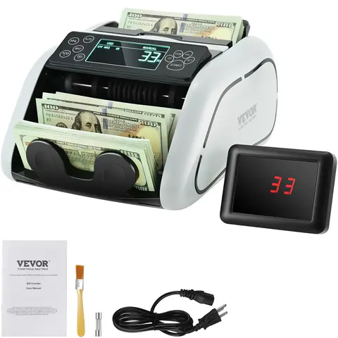 VEVOR 1000 Pcs/Min Money Counter Business Cash Register Bills Counterfeit Bill Detector by UV/MG/IR/DD Function for Bank Store