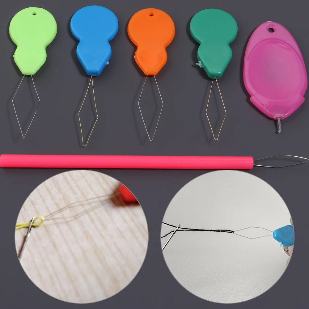 10pcs/lot Plastic Needle Threader Stitch Insertion Tool Metal Wire Thread Guide Tool for Sewing Needlework Handcraft Supplies