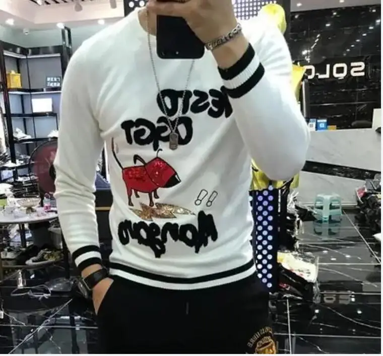 new fashion design sweater Hot drill man casual Top quality  sweater