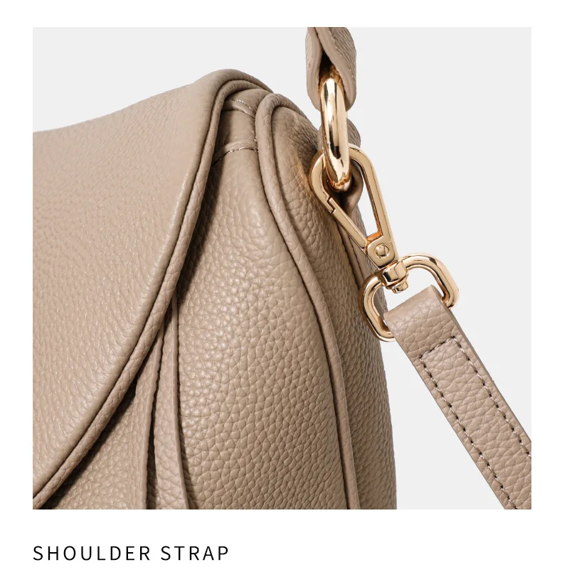Damen-Umhängetasche aus echtem Leder, vielseitiges Design, hochwertiges Gefühl, einzelne Schultertasche, für Pendler, lässig, schlichtes Modell 2026 Tasche – Detail 14