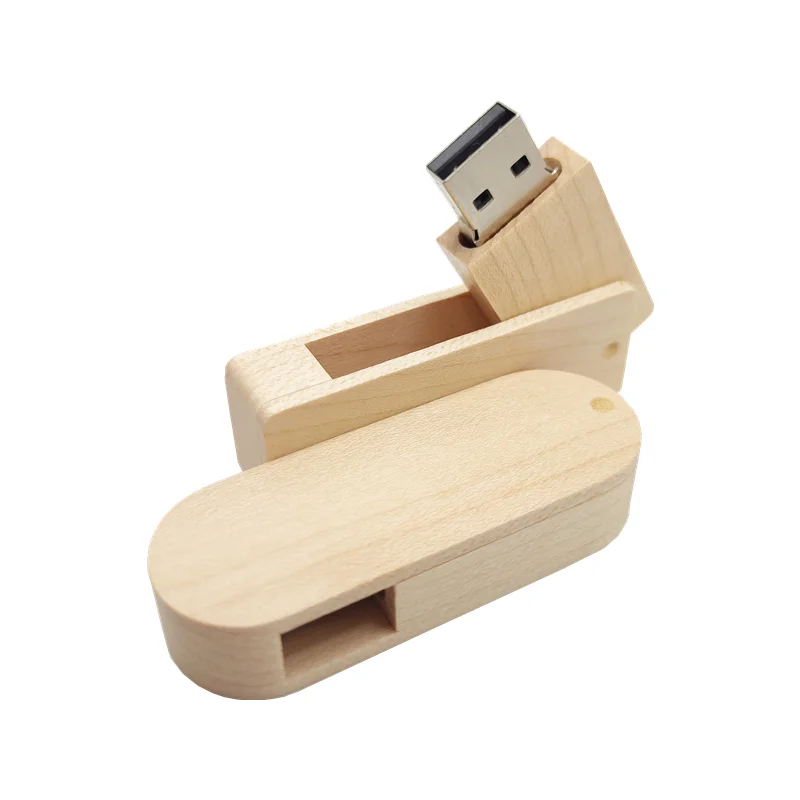 Free Custom Laser Engraving LOGO Maple Wooden Rotate USB2.0 Flash Drive 4GB 8GB 16GB 32GB 64GB 128GB