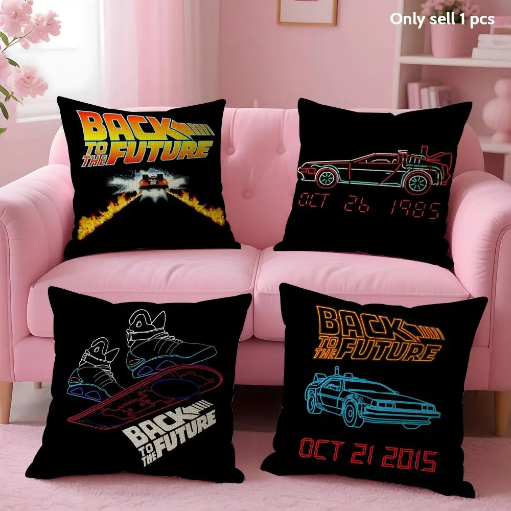 Movie B-Back To The F-Future Cushion Cover Natural Linen Organic Fabric Double-Sided Printing Sofa Home Decor Gift Pillow Case