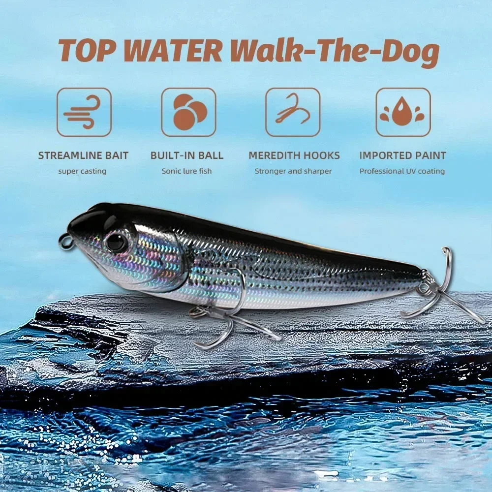 Topwater Walk The Dog Angelköder, 15 g, 11 cm, schwimmender Bleistiftköder, 3D-Swimbait-Haken, Popper, Pesca, Wobbler, Minnow-Rassel, Kurbelköder – Detail 3