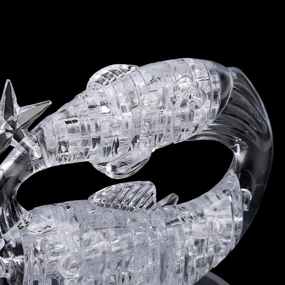 Pisces Crystal Puzzle Jigsaw With LED Light Three-Dimensional DIY Crystal Puzzle Glow in The Dark DIY Assembly LED Light Puzzle