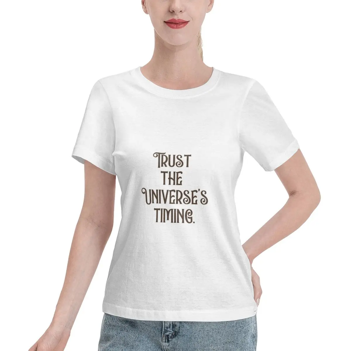 T-shirt pour femme Autumn Inner Trust The Universe S Timing, tendance, décontracté, grande taille