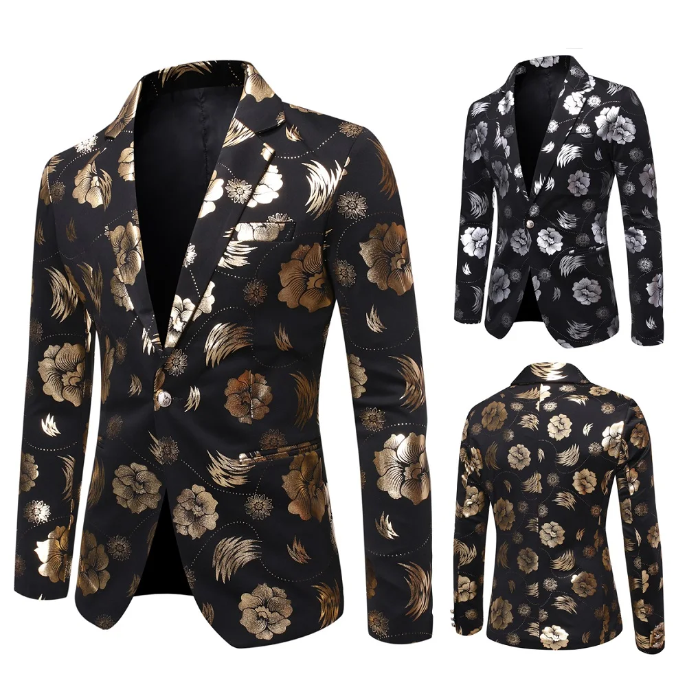 2024 High Quality Fashion Handsome Autumn New Trend Print Business Casual Slim-fit Korean Suit  Blazer Masculino