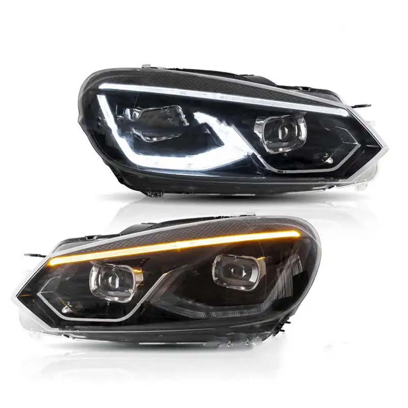 LED Headlight Assembly For Volkswagen GOLF 6 MK6 2010-2014 DRL Daytime Running Light Streamer Turn Signal Indicator Front Lamp