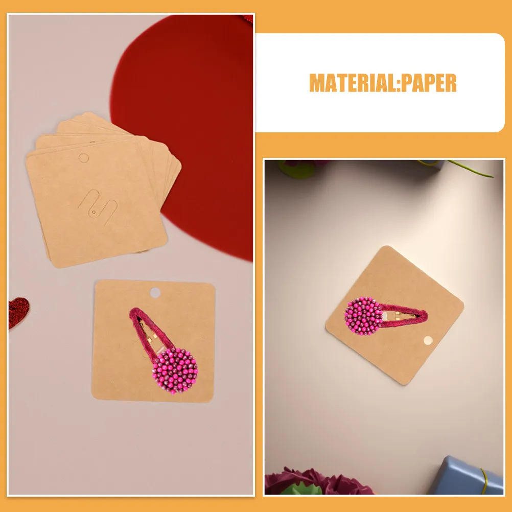 100Pcs 7x7cm Sturdy Kraft Brooch Display Holder Cards Blank Jewelry Presentation Cards for Earrings Necklaces Hair Clips Selling