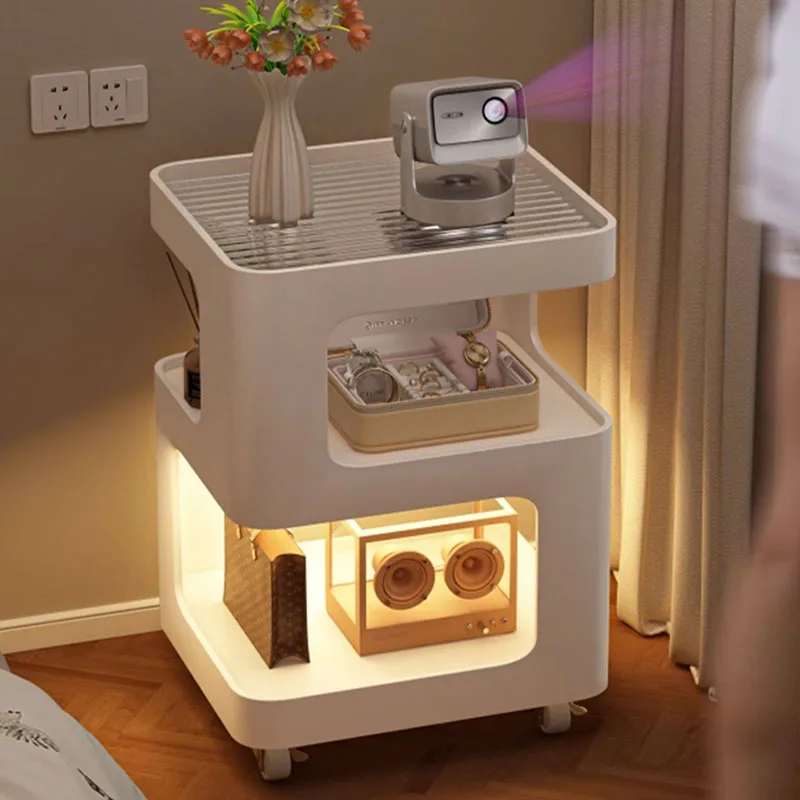 

Unique Coffee Bedside Table Storage Small Librero Space Saving Nightstand Organizer Decor Mesitas De Noche Trendy Furniture