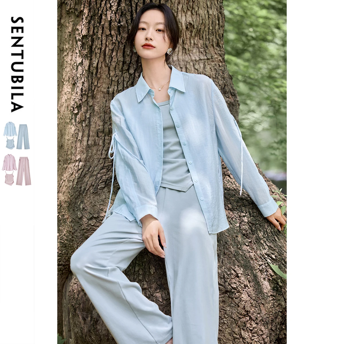 

SENTUBILA Woman Pants Set Vest Tops Shirt Pant 3 Piece Women's Suits Summer Outfits 2025 Trousers Sets Ladies Clothing 152ZI0144