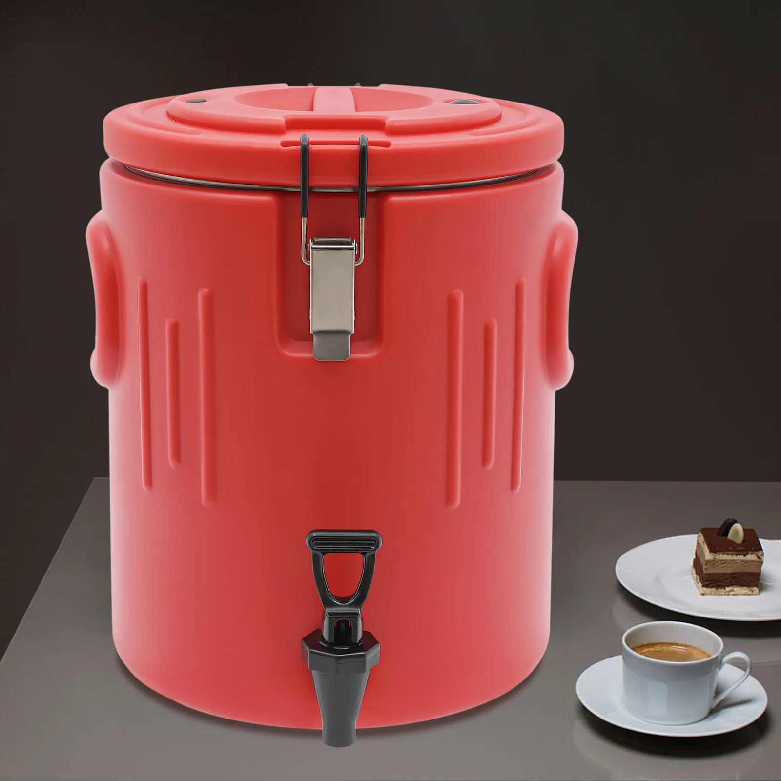 Refrigerador de bebidas comercial vermelho 40L (10,5 gal) - Recipiente de bebidas isolado com tampa para eventos ao ar livre