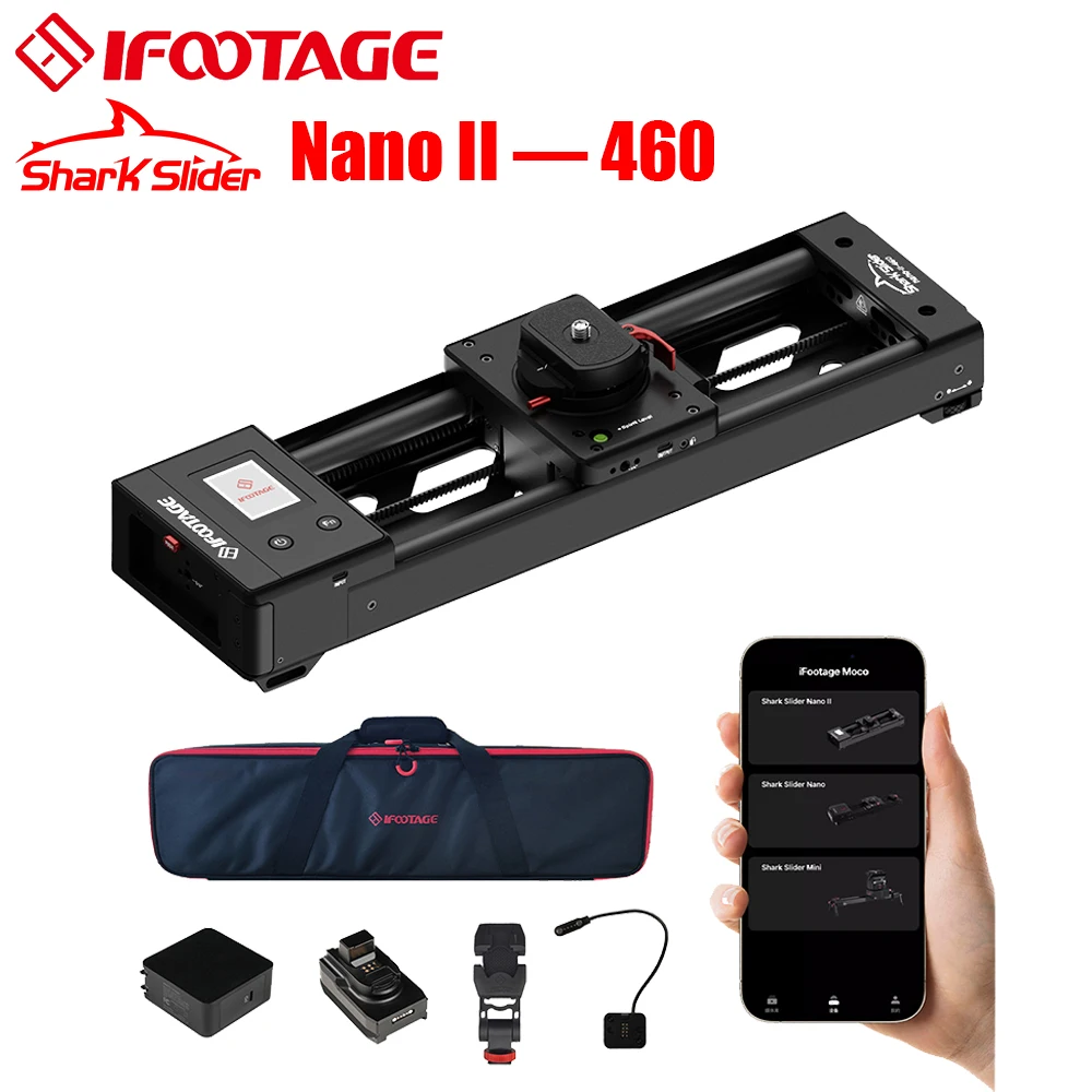 IFOOTAGE Shark Slider Nano II — длинная версия мини-моторизованной камеры 660, тележка из алюминиевого сплава, панорама рельсов видеостабилизатора