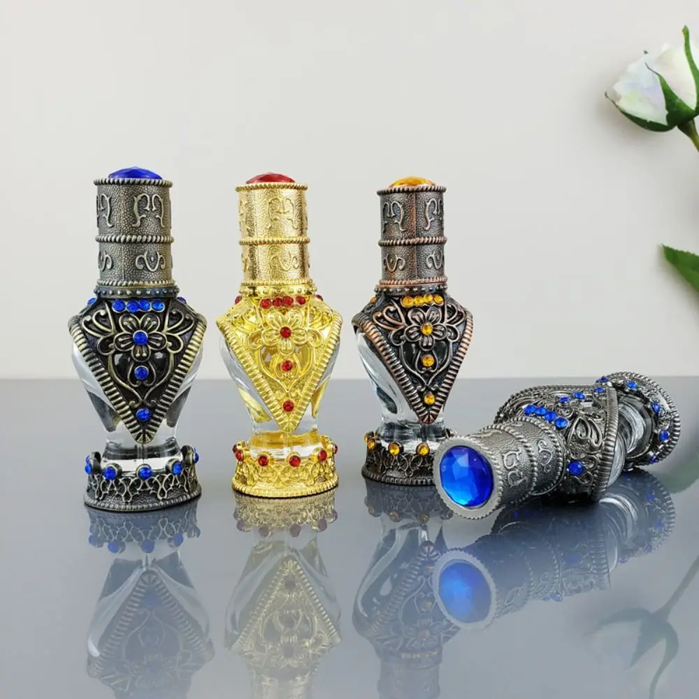 

8ml Perfume Bottle Refillable Exquisite Pattern Carving Arabian Style Dubai Perfume Empty Bottle Ornament Travel Supply