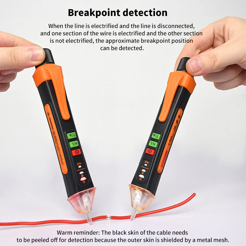 Non-Contact Voltage Tester 12-1000V AC Voltage Checker Pen Orange Smart Circuit Inspection Tool Electricity Measuring Pen