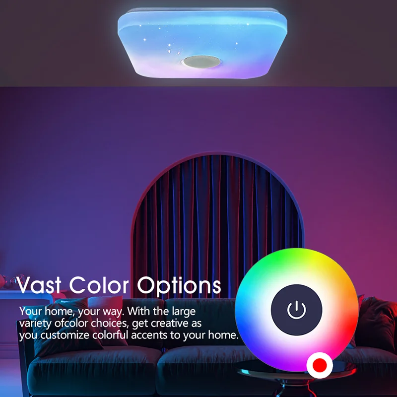 36W Square RGB Smart Ceiling Lamp LED Light Speaker Dimming TUYA Remote Control Bluetooth WIFI Home Decor Bedroom Living Room