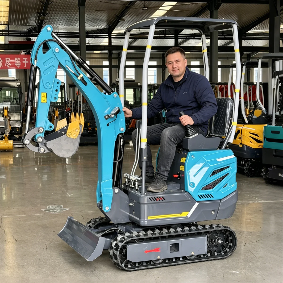 Mini-excavatrice multifonctionnelle de 1,2 tonne avec une variété d'outils auxiliaires, cabine personnalisée, prix compétitifs.