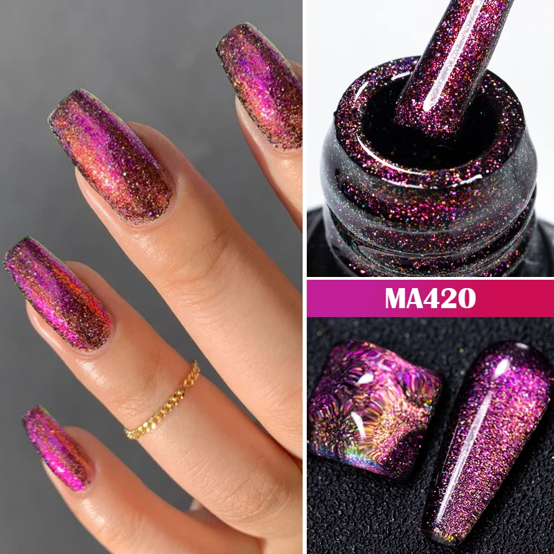 MEET ACROSS 7ml Chameleon Glitter Nail Gel Polish Semi Permanent DIY Nail Art UV/LED Painting Gel Polish For Nails Manicure DIY