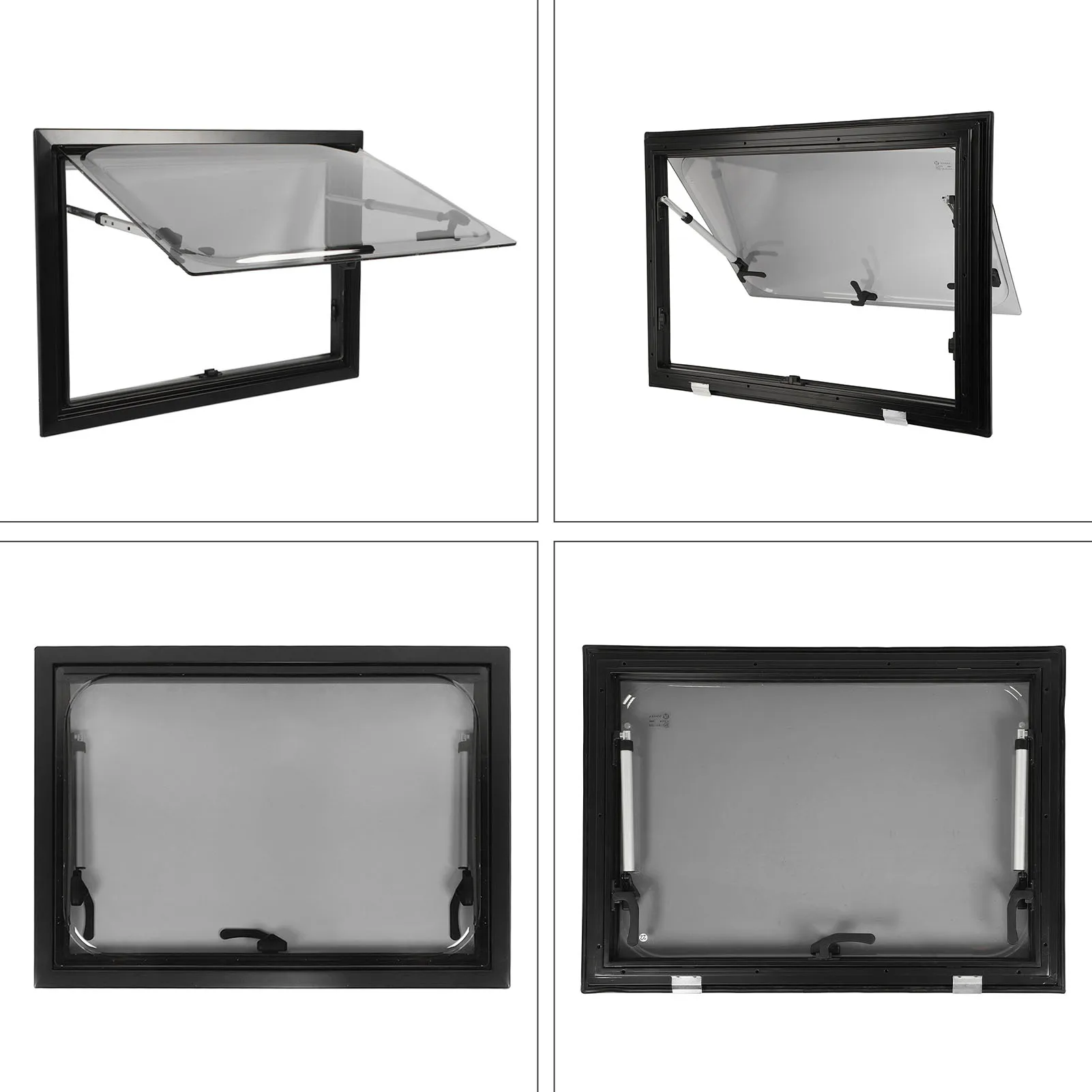 RV Side Window 75° Opening Angle Double Layer 32x20 Inch Shock Absorbing RV Push Out Window for  Campers Trailers