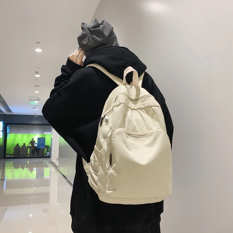 Mochila escolar de lona para hombre y mujer, bolso de viaje para estudiantes, ideal para ordenador portátil