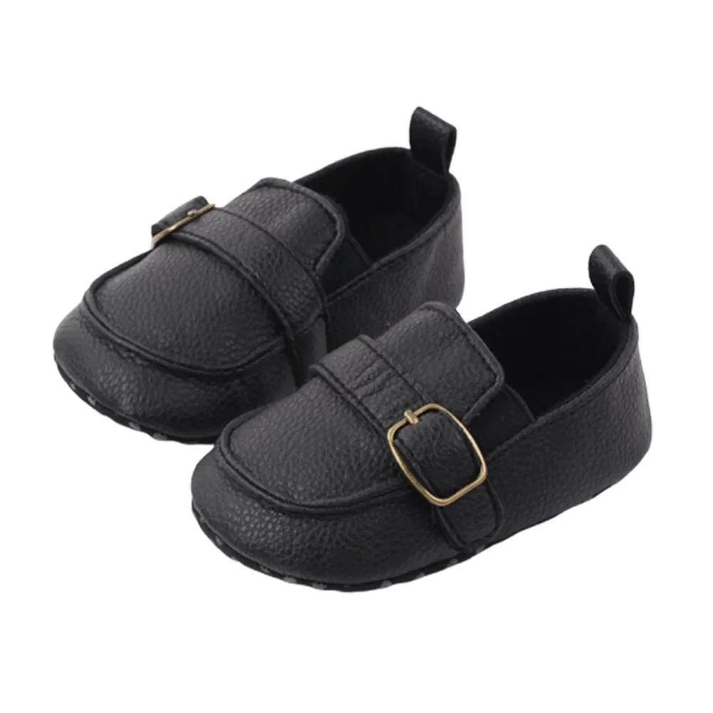 0-18M Baby Girls Shoes Black First Walker Infant Winter Unisex Booties Peas Infant PU Leather Baby Shoes Soft Bottom Baby