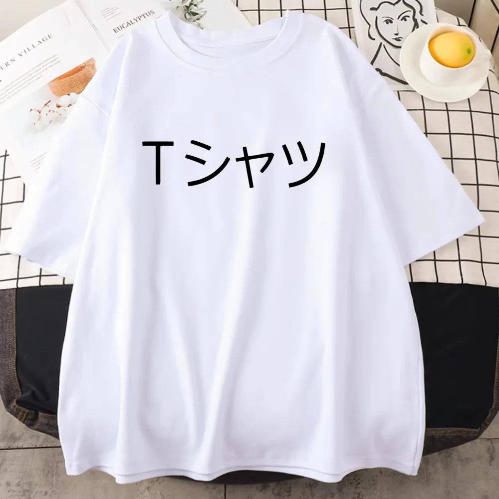 

Japanese Style Text T-shirt for Summer Casual Fashion Simple Short Sleeved Round Neck Cotton Oversized Breathable Tops