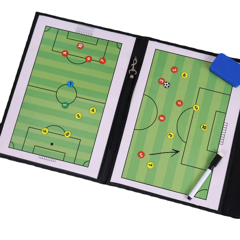 Color Football/Basketball/Soccer Tactics Board - Leather Team Sports Coach Teaching Board Equipped with Magnetic Tape & Pen