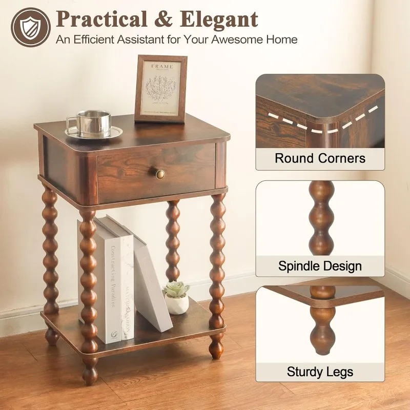 Cross-border medieval modern bedside table with drawers French solid wood living room small coffee table bedroom precision