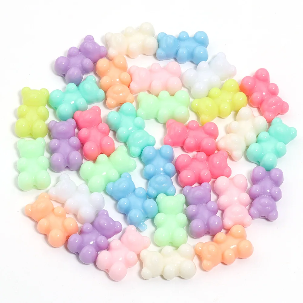 30 Stück Bunte Bären-Acrylperlen, Niedliche Teddy-Gummibärchen-Perlen für DIY-Schmuck, Halsketten, Armbänder, Haargummis und Accessoires – Detail 5