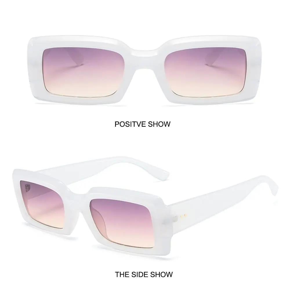 Ins Popular Candy Color UV400 Female Sun Glasses Rectangle Sunglasses Small Frame Shades