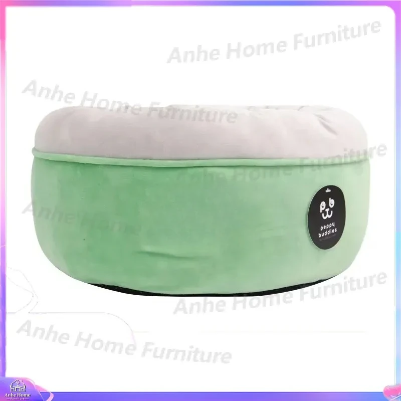 Modern Round Donut Cat Dog Bed Soft Warm Fleece Pet Cushion Non-slip Bottom Puppy Kitten Sleeping Mat Cozy Animal Furniture