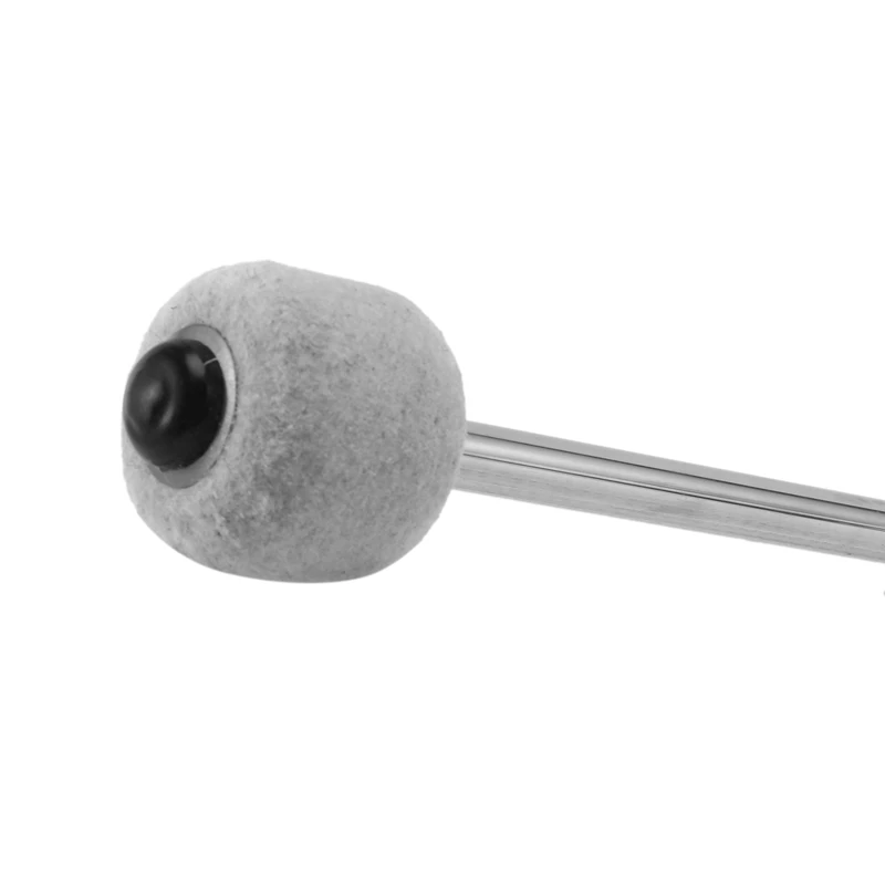 2Pcs Basso Tamburo Martello di Feltro Testa A Percussione Timpani Mallets Spiedi con Manico In Acciaio Inox, Bianco