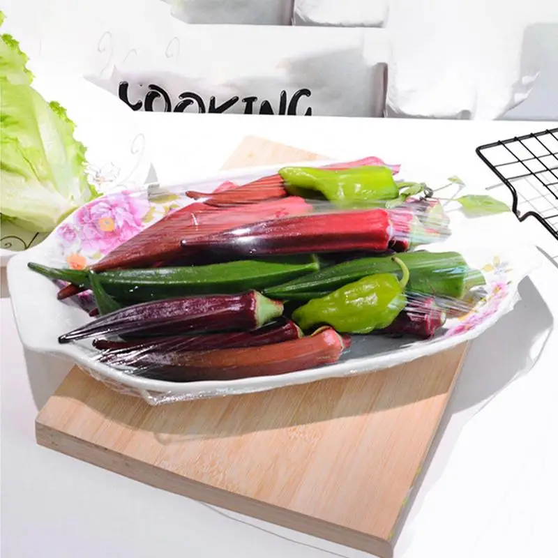 Película de plástico para servicio de alimentos, 1 rollo, práctica película adhesiva segura para microondas, película transparente para envolver alimentos, sellar con forma segura para mantener los alimentos frescos