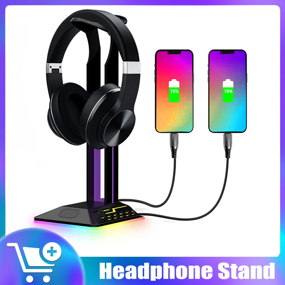 RGB Gaming Headphone Stand Computer Headset Desktop Display Holder Stand for Gamer Desktop Laptop PC Gaming PC Accessories