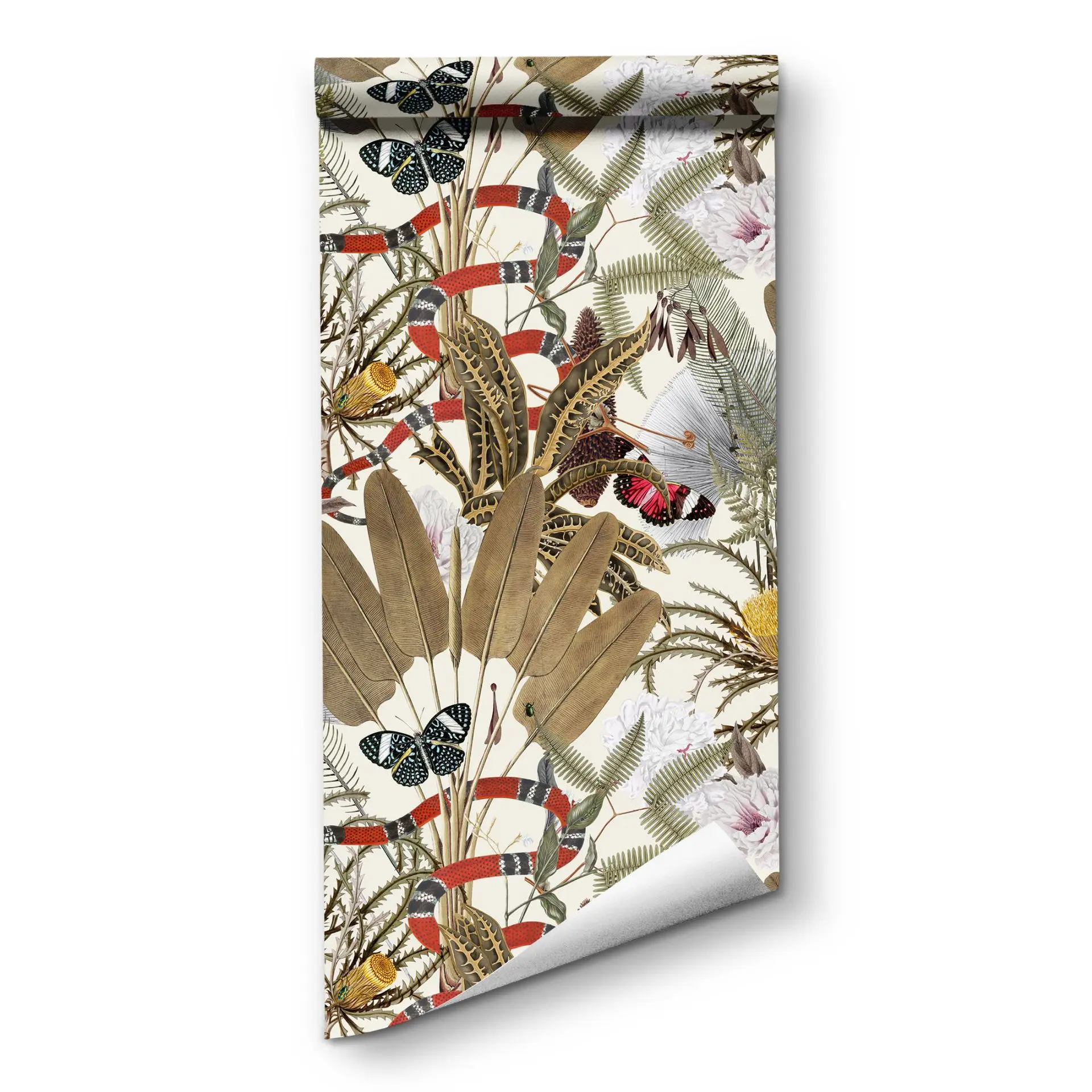 ألواح حائط على شكل فراشة ثعبان - ورق جدران قابل للإزالة بملمس نباتي استوائي، قشر وعصا ذاتية اللصق لتجديد المنزل