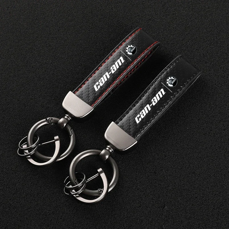 New Car Keychain Buckle Jewelry carbon fiber Leather Keychain for BRP  Can-Am  with logo car accessories