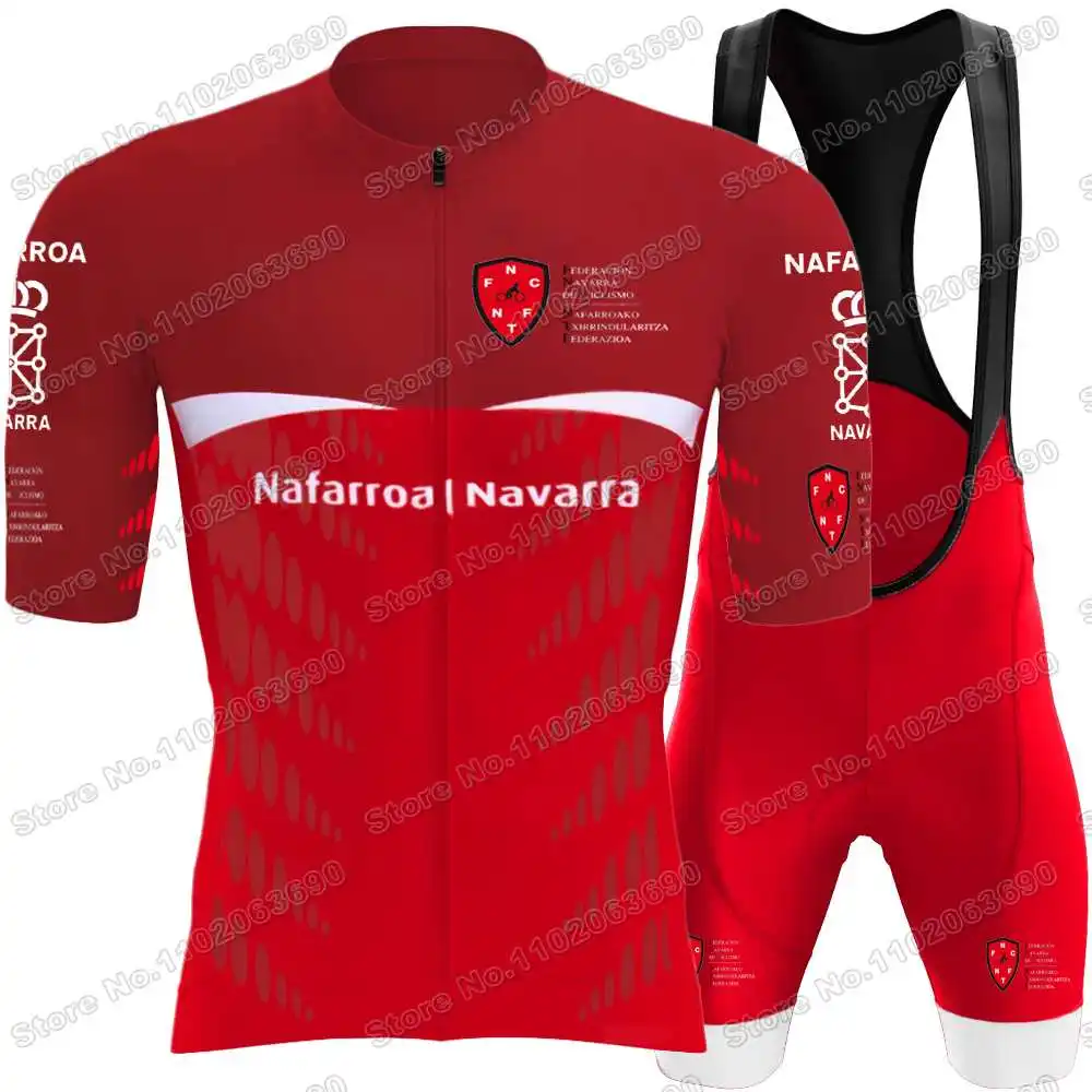 Conjunto de Maillot de Ciclismo Federación Navarra de Ciclismo 2024,Ropa de ciclismo España para hombres,Traje de camisas de bicicleta de carretera de verano,Culotte con tirantes para bicicleta Uniforme MTB