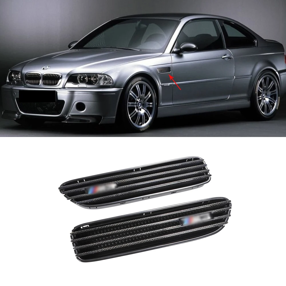 

Replacement Side Vent Carbon Fiber Side Grill Grille Fender Vents for BMW E46 E90 M3