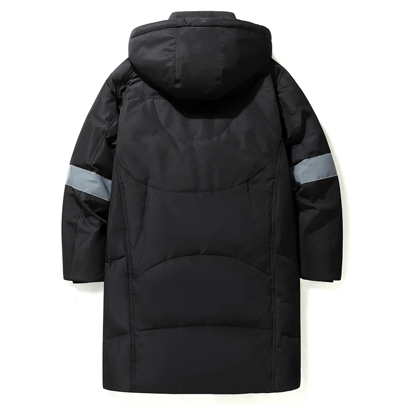 Jaqueta de inverno para baixo casaco de inverno quente com capuz de pato branco para baixo anorak homens parka meados longo destacável casaco de