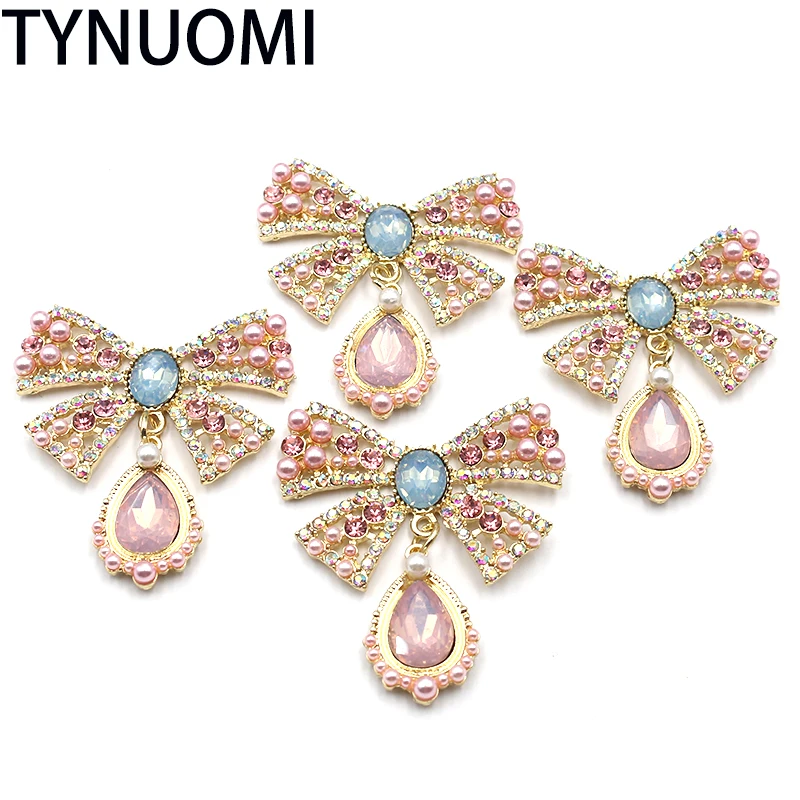 TYNUOMI2PCS53 * 46MM Alloy Diamond Protein Pearl Suspension For Earrings, Bow hair Accessories, Clothing Necklace Decoration, Ac